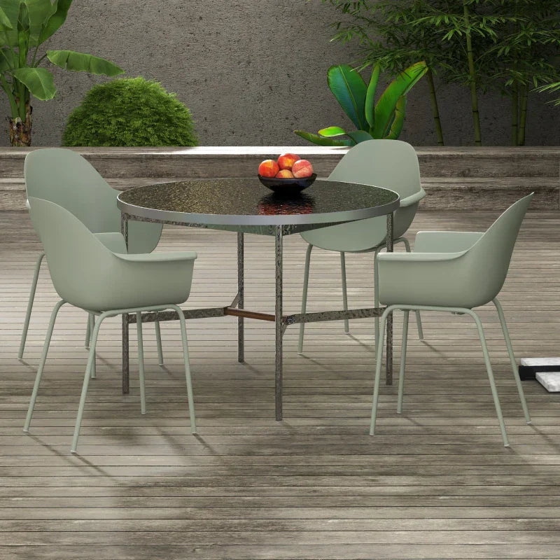Set van 4 tuinstoelen met armleuningen | Kleur: Groen | Afmetingen: 55x59x84 cm