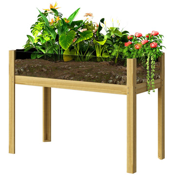 Verhoogde plantenbak - Houten kweekbak voor balkon | Kleur: Bruin | Afmetingen: 50x110x80 cm