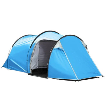 3-persoonstent met voortent | Kleur: Lichtblauw, grijs | Afmetingen: 206x426x154 cm