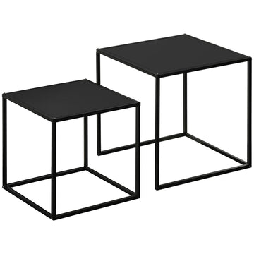Set van 2 nesttafels | Kleur: Zwart | Afmetingen: 40x40x40/35x35x35 cm