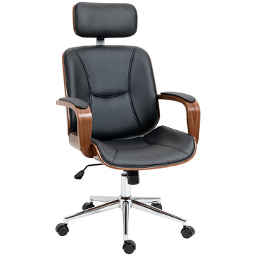 Ergonomische bureaustoel met hoofdsteun | Kleur: Zwart | Afmetingen: 66x65x115-125 cm