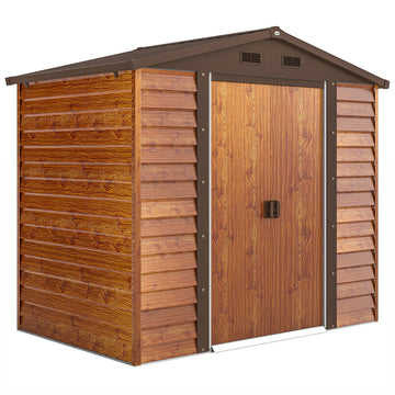 Gereedschapsschuur staal met ramen | Kleur: Bruin | Afmetingen: 235,7x152x208,7 cm