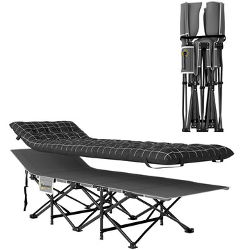Opvouwbaar campingbed met matras - Zwart | Kleur: Zwart | Afmetingen: 67x190x37 cm