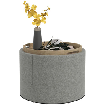 Opberghocker met dienblad en opbergruimte | Kleur: Grijs | Afmetingen: 56x56x42 cm