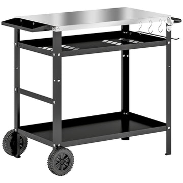 BBQ-grillwagen met opbergruimte | Kleur: Zwart, Zilver | Afmetingen: 100x52x80 cm
