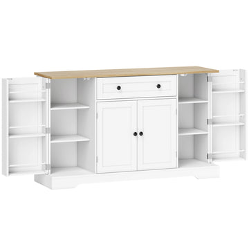 Sideboard keukenkast met 4 deuren en lade | Kleur: Wit | Afmetingen: 138x40x85 cm
