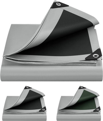 Waterdicht afdekzeil 280 g/m² met ogen | Grijs-zwart | 4x5 m