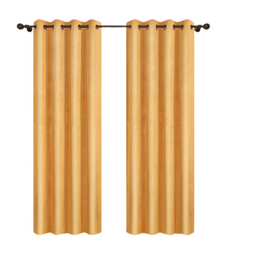 Verduisteringsgordijnen met ogen 2 stuks | Mosterd | 140x245 cm