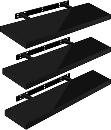 3-delige set zwevende wandplanken | Zwart | 80x3.8x22.9 cm