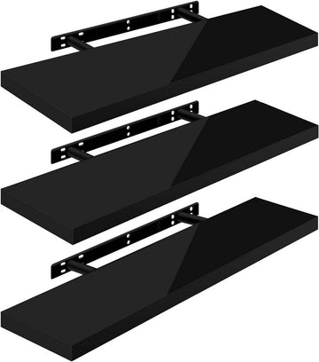 3-delige zwevende wandplankenset | Zwart | 90x3.8x22.9 cm