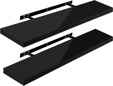 Set van 2 zwevende wandplanken | Zwart | 100x22.9x3.8 cm