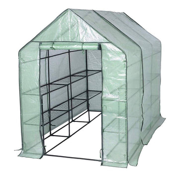 Foliekas met rits 143x215x195 cm | Wit/Groen
