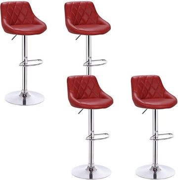 Set van 4 verstelbare barkrukken van kunstleer | Bordeaux | 35x38x84-106 cm