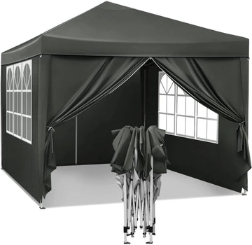 Opvouwbare partytent waterdicht 3x3 m | Grijs | 300x300x250-258 cm