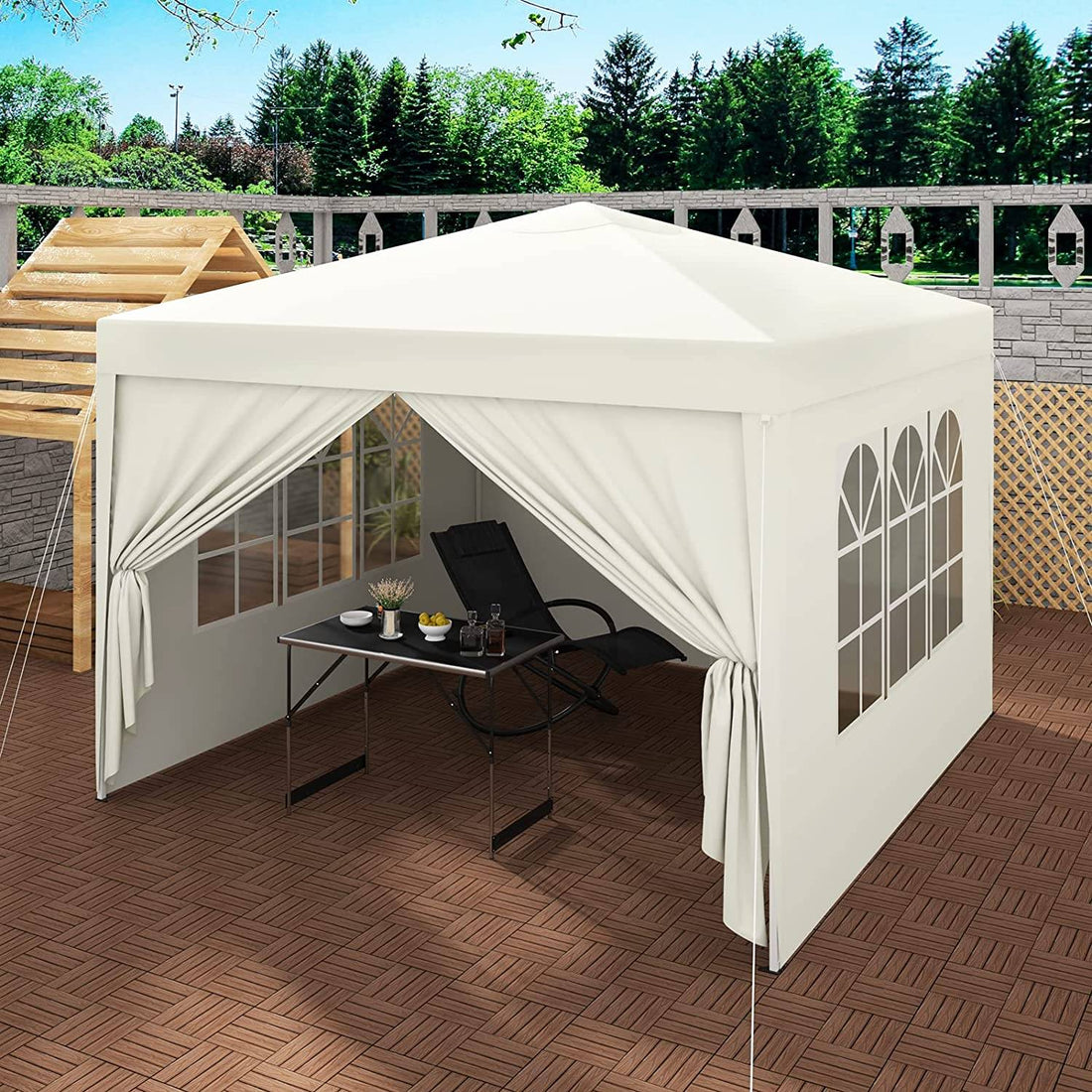 Waterdicht pop-up paviljoen 3 x 3 m | Beige | 3x3x250-258 cm