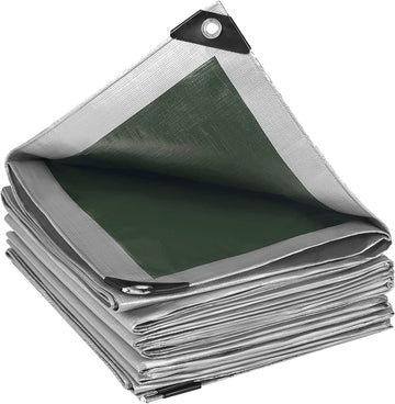 Waterdicht afdekzeil 280 g/m² met ogen UV-bestendig | Grijs-Groen | 4x6 m