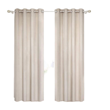 Verduisteringsgordijnen met ringen 2 stuks | Beige | 140x225 cm