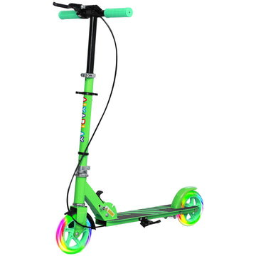 Kinderscooter 3-8 jaar met Verlichte Wielen | Kleur: Groen | Afmetingen: 36x73x73-89 cm