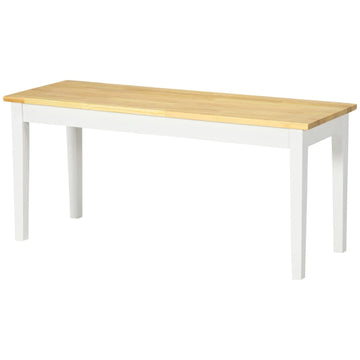 Houten 2-zitsbank - Massief grenen, gelakt | Kleur: Naturel + Wit | Afmetingen: 102x36x45 cm