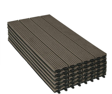 WPC kliktegels houtlook 30x60 cm 12 stuks | Coffee | 30x60x3 cm