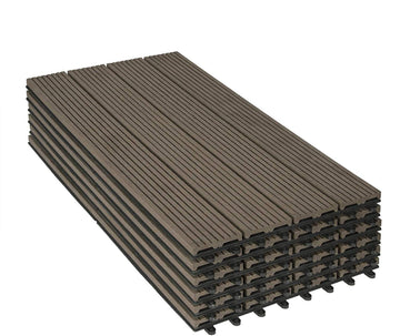 WPC kliktegels houtlook 30x60 cm 12 stuks | Bruin | 30x60x3 cm