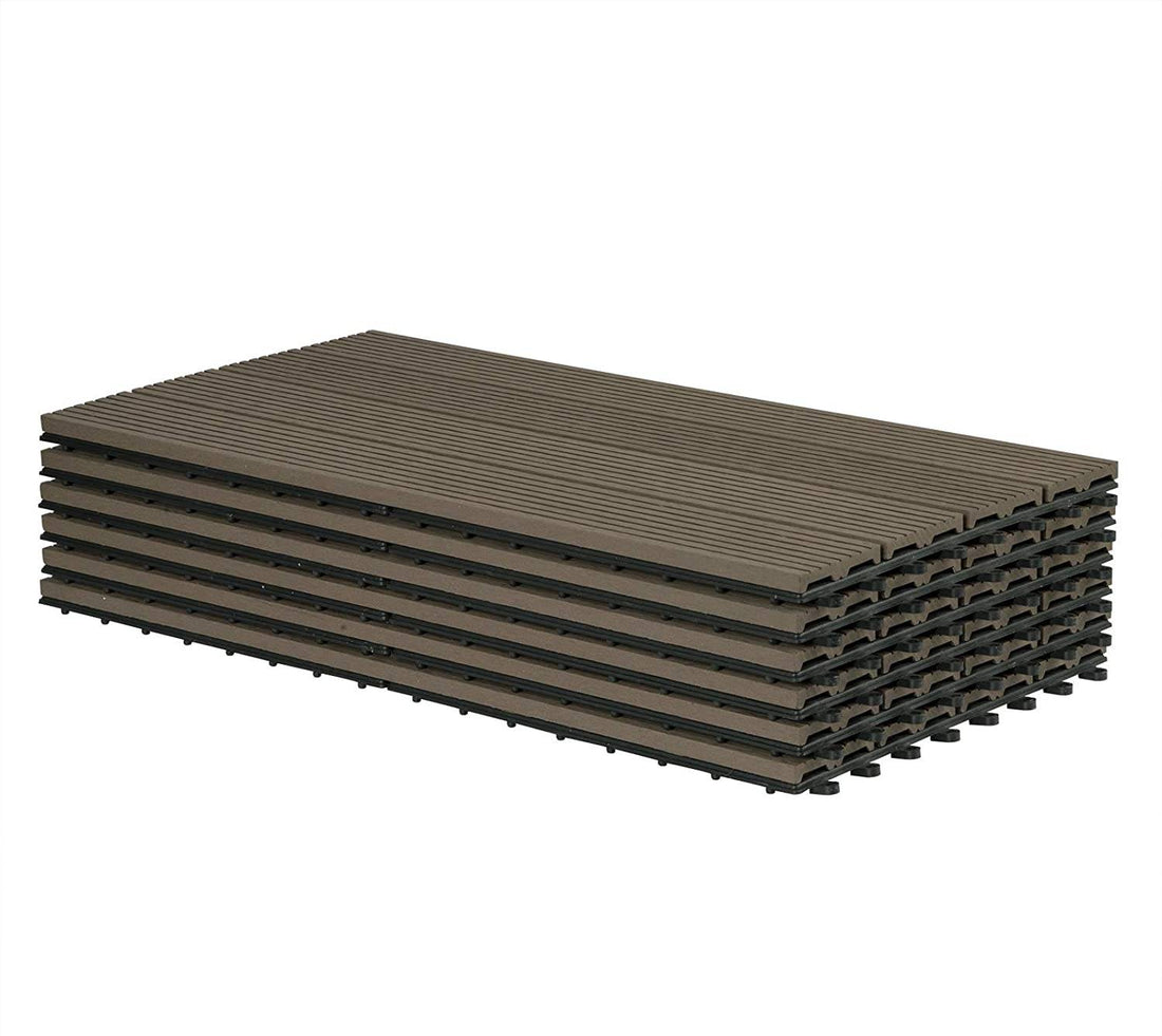 WPC kliktegels houtlook 30x60 cm 12 stuks | Bruin | 30x60x3 cm