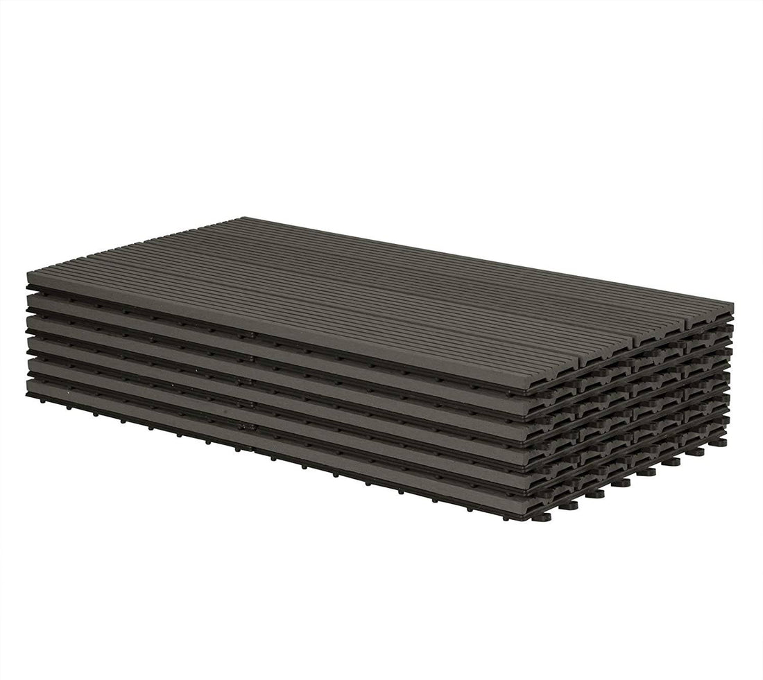 WPC kliktegels houtlook 12 stuks | Grijs | 30x60x3 cm