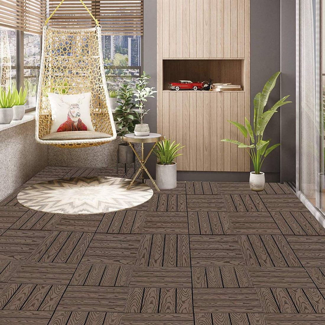 WPC terrastegels met klikverbinding 11 stuks | 30x30x2 cm