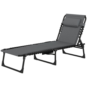 Grijze ligstoel voor tuin en zwembad | Kleur: Grijs | Afmetingen: 189x68x36 cm