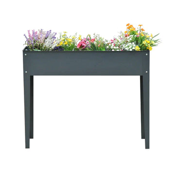 Verhoogde plantenbak - Metalen plantenbak | Kleur: Donkergrijs | Afmetingen: 30x100x80 cm
