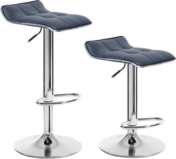 2 verstelbare barhockers van kunstleer | Grijs | 38x40x64-86 cm