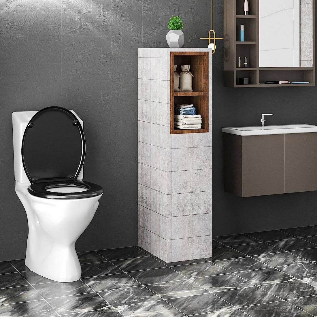 Ovaler WC-Sitz mit Absenkautomatik | Schwarz