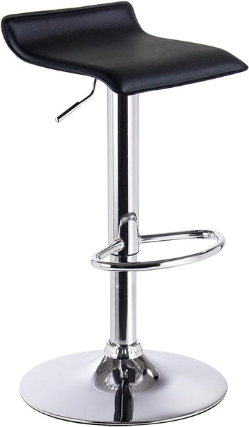 Barkruk met kunstleren zitting en antislipring | Zwart | 39x38,5x63-83 cm