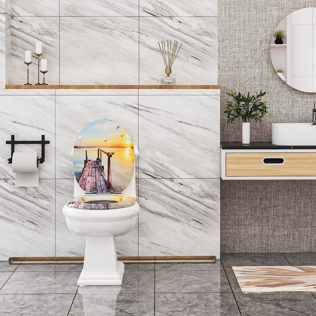 Toilettensitz MDF mit Absenkautomatik Sonnenuntergang | Sonnenuntergang