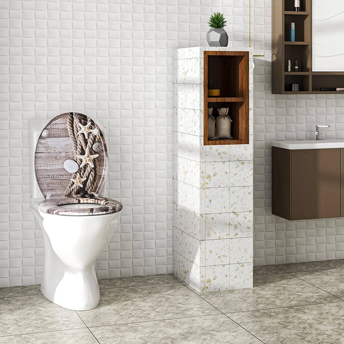WC-Sitz aus Duroplast mit Absenkautomatik und Schnellbefestigung | 37,1x45,5 cm
