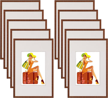 Fotolijstset met passe-partout kunststof en glas 10-delig | Brons | 20x30 cm
