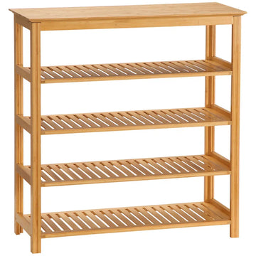 Schoenenrek - 4 open planken | Kleur: Naturel | Afmetingen: 80x29x82 cm