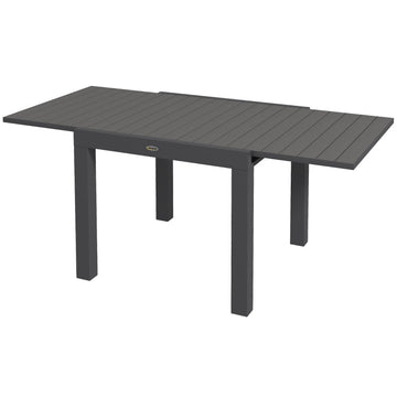 Uitschuifbare tuintafel van aluminium | Kleur: Grijs | Afmetingen: 80x81/162x75 cm
