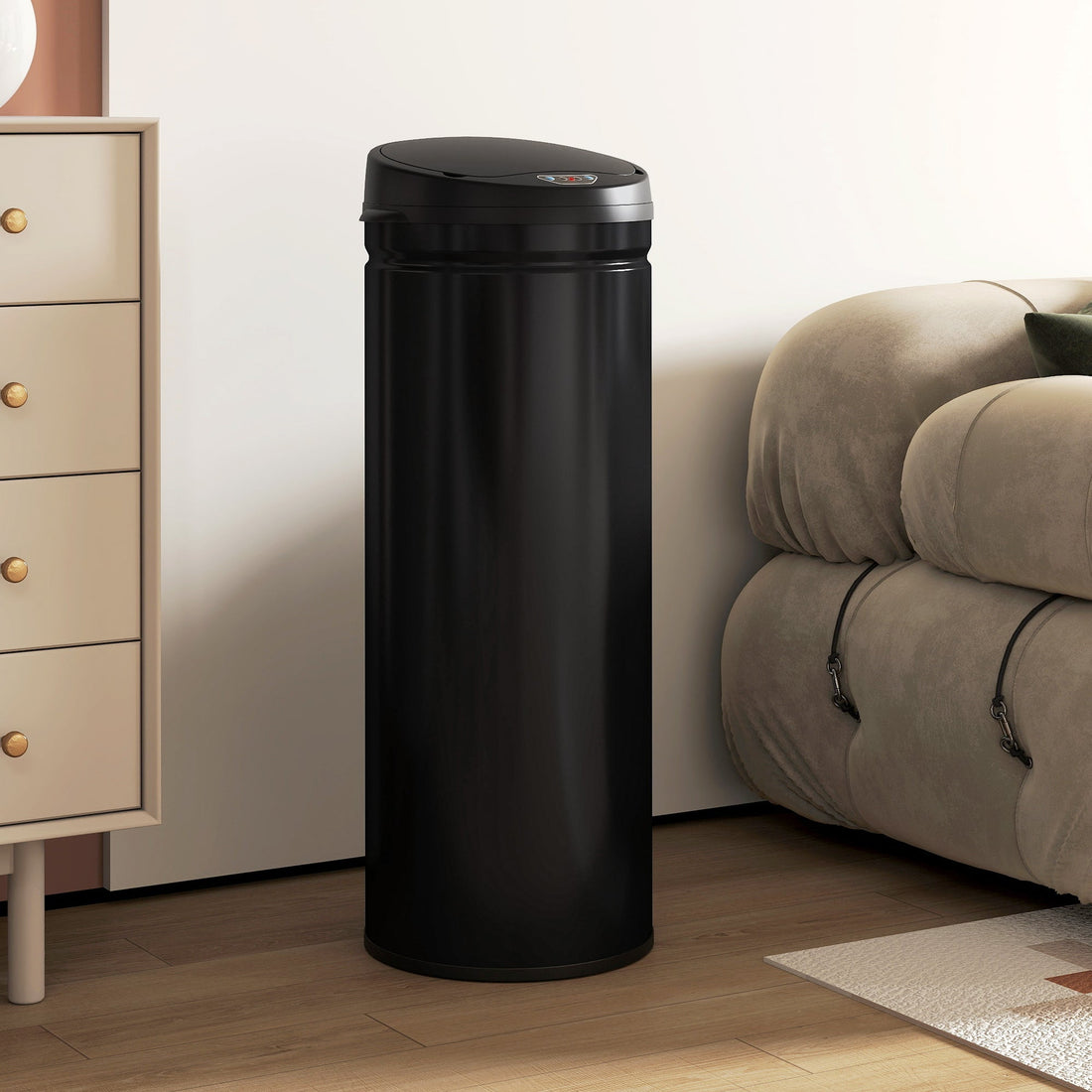 Sensor-Mülleimer 50L - Berührungsfreier Edelstahl-Mülleimer | Farbe: Schwarz