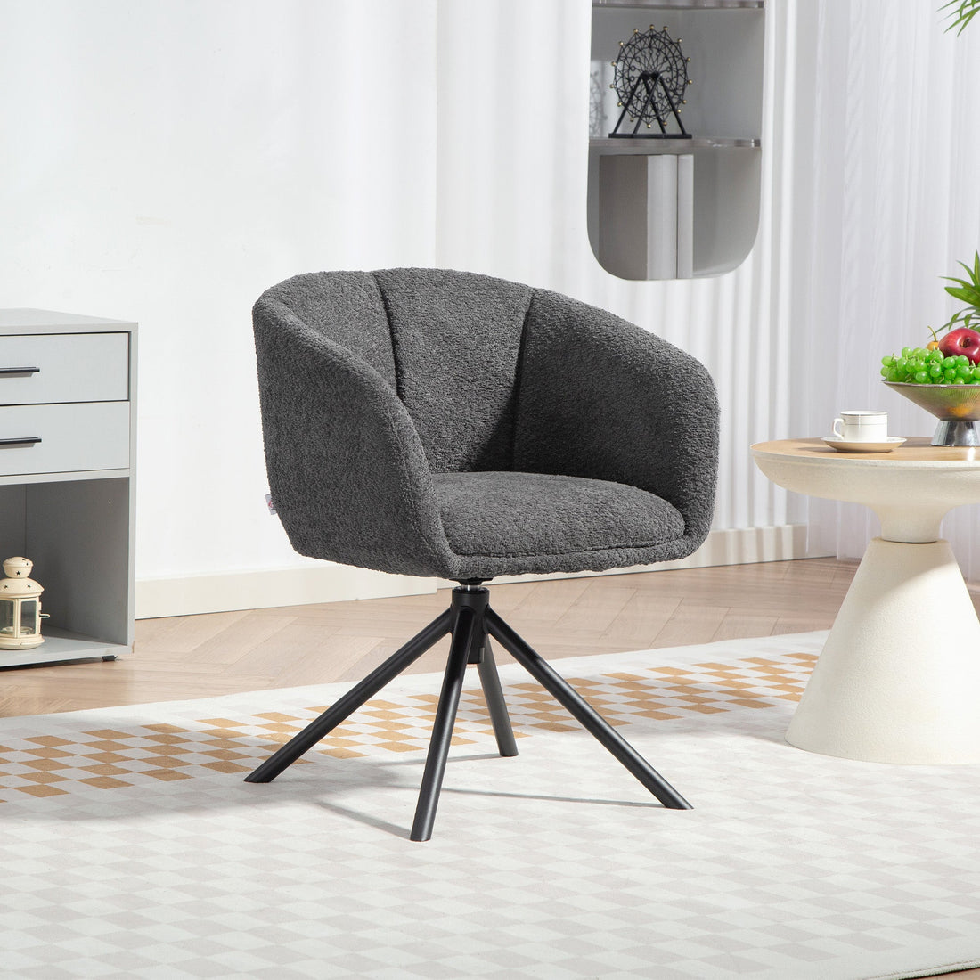 Drehbarer Sessel - Grau gepolsterter Stuhl | Farbe: Grau