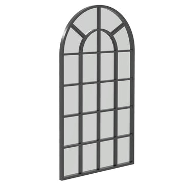 Boogvormige wandspiegel - Decoratieve spiegel | Kleur: Zwart | Afmetingen: 62x2.5x110 cm