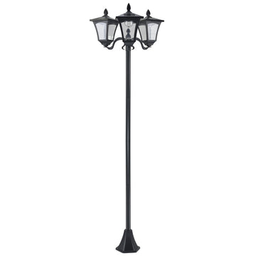 Solar tuinlantaarn met 3 LED-lampen - Dimbare buitenverlichting | Kleur: Zwart