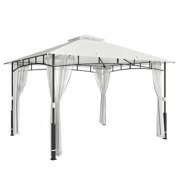 Tuinpaviljoen met muskietennet en dubbel dak | Kleur: Zwart | Afmetingen: 300x360x275 cm
