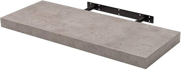 Zwevende wandplank voor boeken en cd's | Licht cement | 80x22,9x3,8 cm