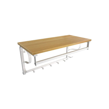 Wandkapstok met 5 haken en plank, ijzeren frame, eiken, 60 x 31,7 x 30 cm