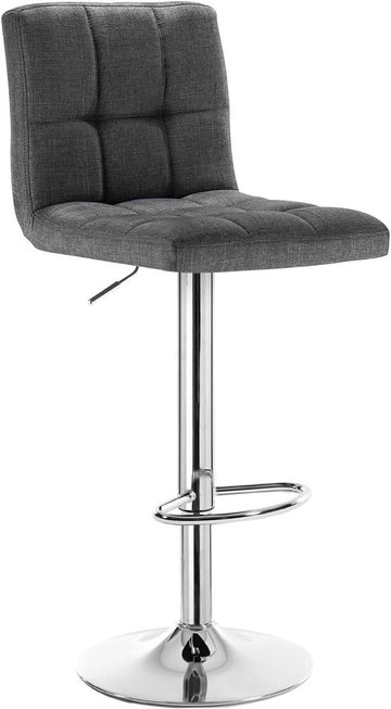 Verstelbare draaibare barkruk met linnen zitting | Donkergrijs | 44x38x92-114 cm