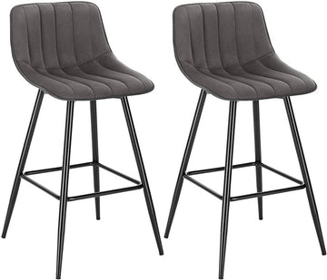 Barhocker 2-delige set met rugleuning en voetsteun | Donkergrijs | 43x35,5x88 cm