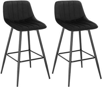 Set van 2 barkrukken met rugleuning en voetsteun | Zwart | 43x35,5x88 cm