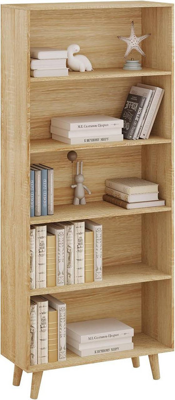 Boekenkast met 5 vakken | Helle eik | 60x24x144 cm