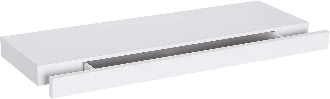 Vägghylla med låda, svävande vägghylla i MDF | Vit | 40x25x5 cm / 80x25x5 cm